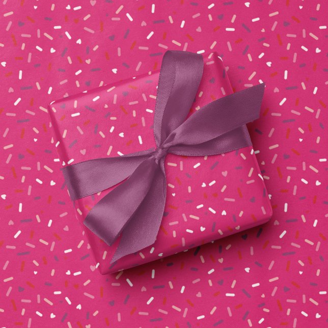 Herz und Sprinklen rosa lila rot Geschenkpapier (Von Creator hochgeladen)