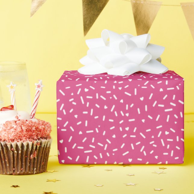 Herz und Sprinklen rosa und weiß Geschenkpapier (Geburtstagsparty)