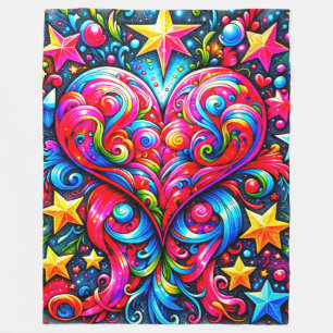 Herz und Sterne Fleecedecke