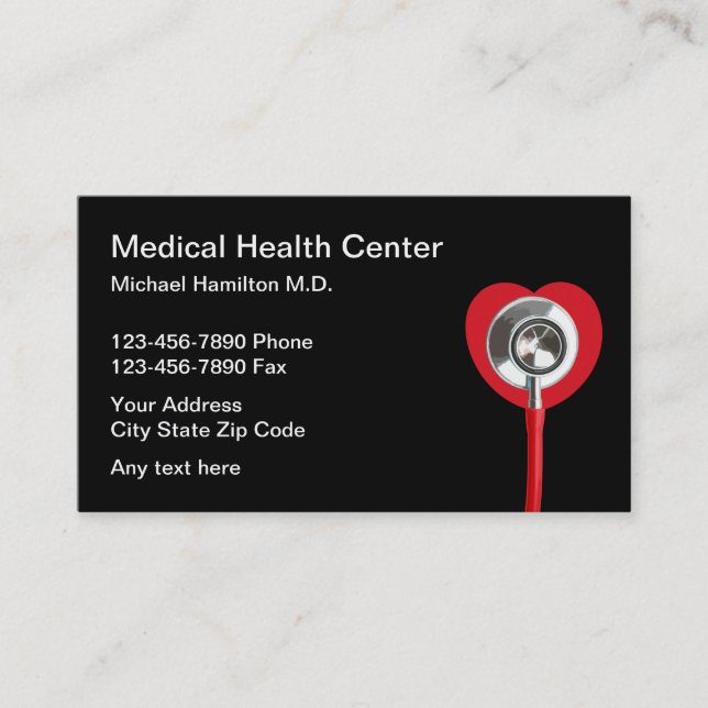 Herz- und Stethoscope Medical Business Cards Visitenkarte (Vorderseite)