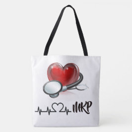 Herz und Stethoskop Große Monogramm-Tasche