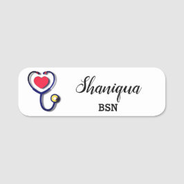 Herz und Stethoskop Medizin Namensschild