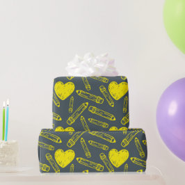 Herz und Stift: Nahtloses Schulumschlagpapier Geschenkpapier