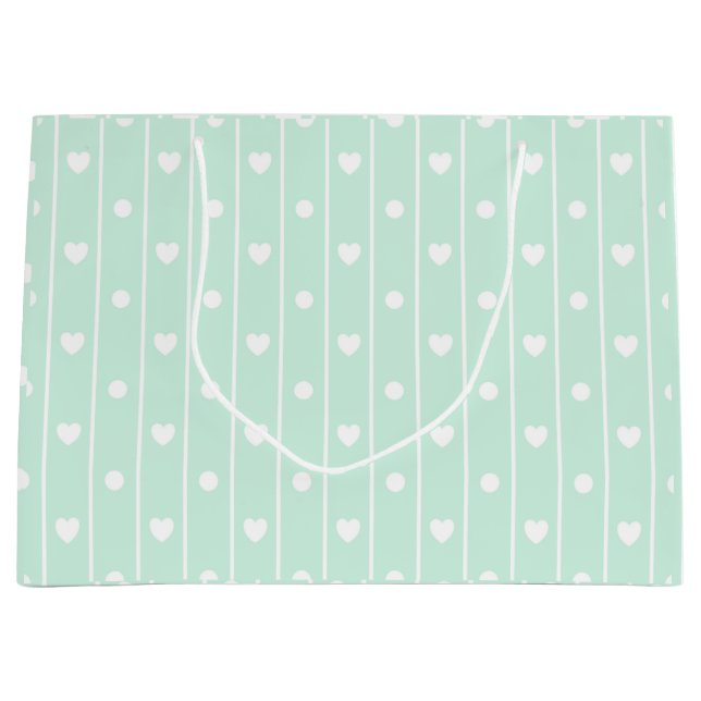 Herz und Streifen Große Geschenktüte (Vorderseite)
