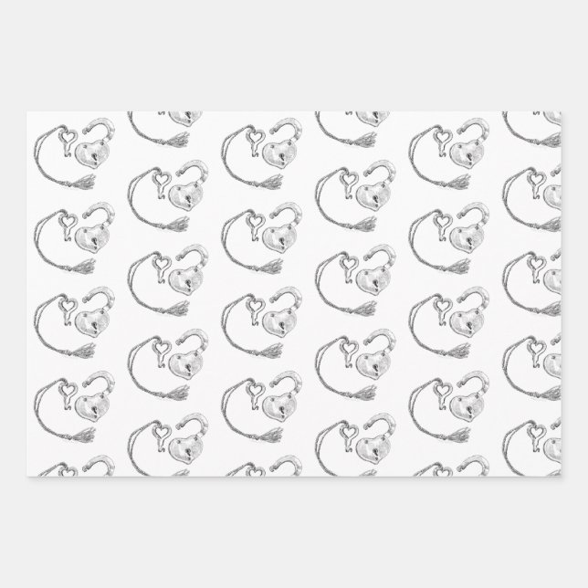 Herz- und Taste Geschenkpapier Set (Vorderseite)