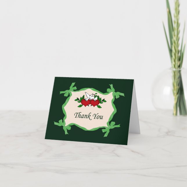 Herz und Taube Danke Karte (Vorderseite)