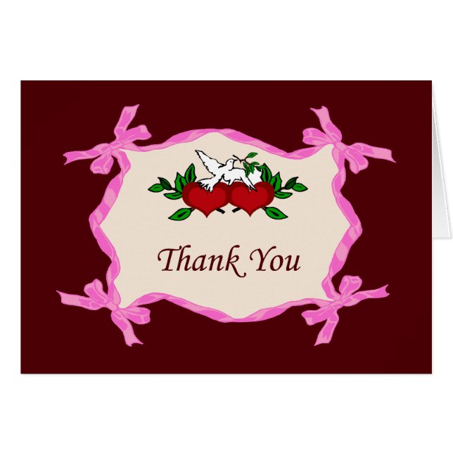 Herz und Taube Danke Karte (Vorderseite (Horizontal))