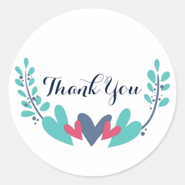 Herz und Wein Hochzeit Danke Stickers (Vorderseite)