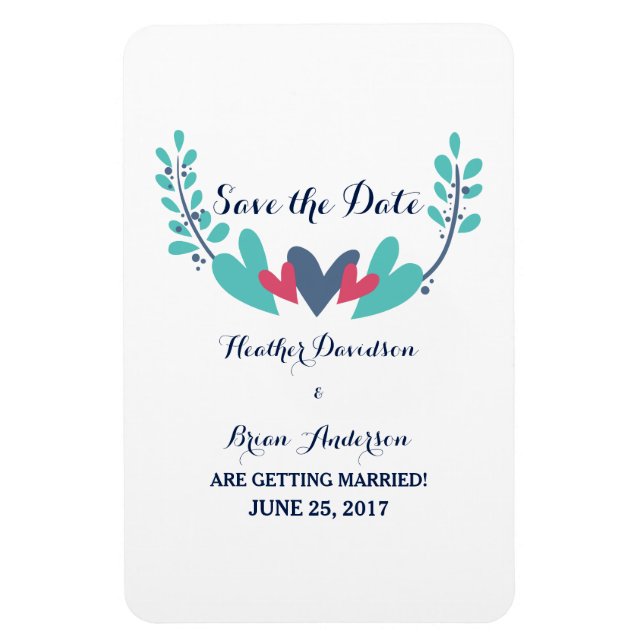 Herz und Wein Save the Date Flexi Magnet (Vertikal)