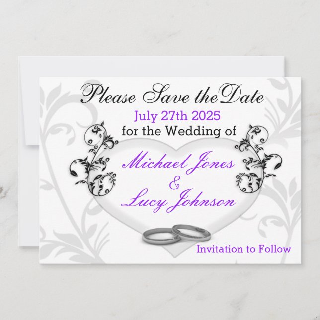 Herz- und Weinkarte Save the Date (Vorderseite)