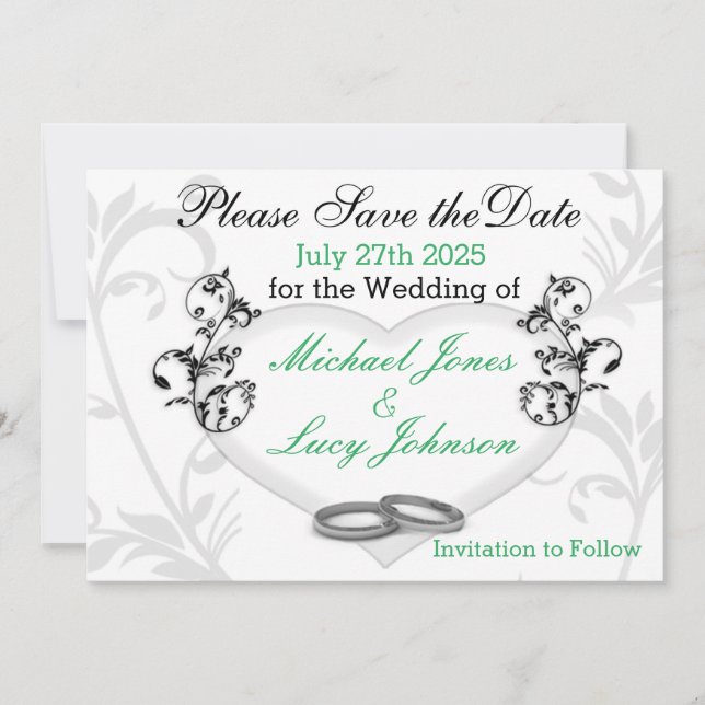 Herz- und Weinkarte Save the Date (Vorderseite)