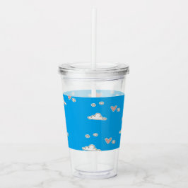 Herz und Wolken auf blau Acryltrinkbecher