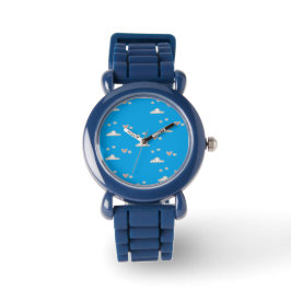 Herz und Wolken auf blau Armbanduhr