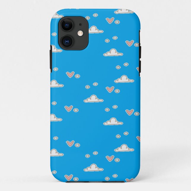 Herz und Wolken auf blau Case-Mate iPhone Hülle (Rückseite)