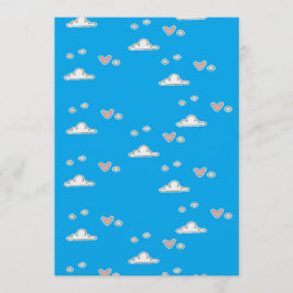 Herz und Wolken auf blau Hinweiskarte