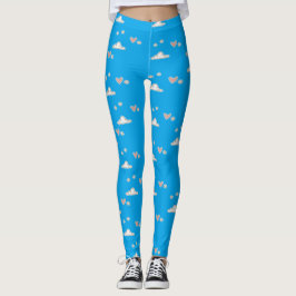 Herz und Wolken auf blau Leggings