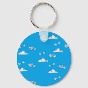 Herz und Wolken auf blau Schlüsselanhänger