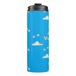 Herz und Wolken auf blau Thermosbecher