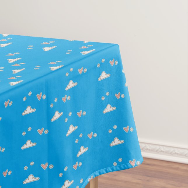 Herz und Wolken auf blau Tischdecke (Beispiel)