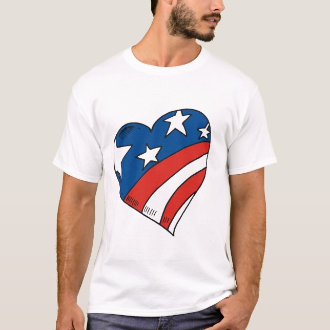 Herz USA-Flaggen-T-Shirts und Geschenke T-Shirt (Vorderseite)