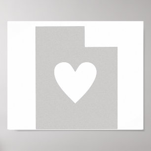 Herz-Utah-Staats-Silhouette Poster