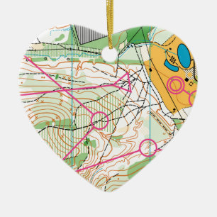 Herz-Verzierung - orienteering Karte Keramikornament