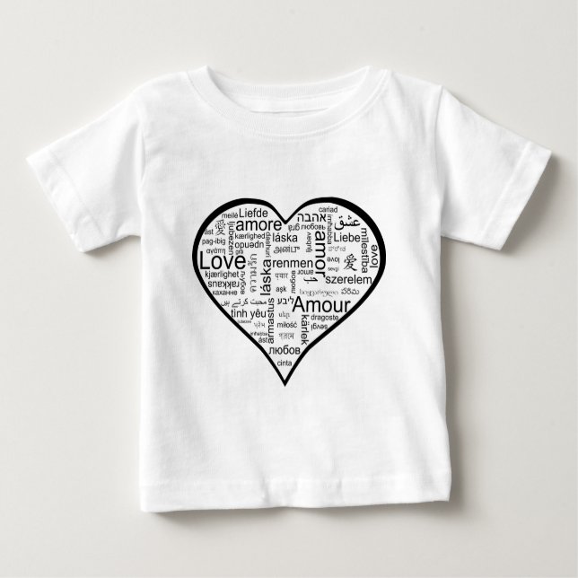 Herz voll der Liebe in den verschiedenen Sprachen Baby T-shirt (Vorderseite)