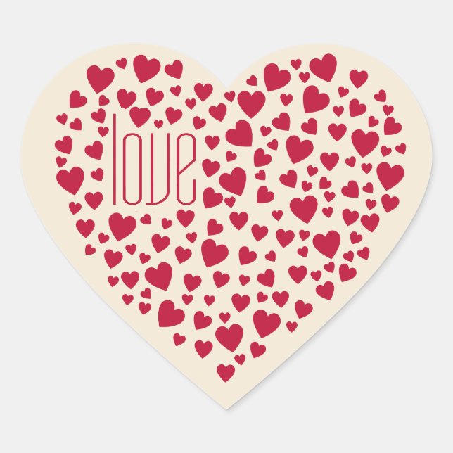 Herz voll Herz Liebe Rot ID733 Herz-Aufkleber (Vorderseite)