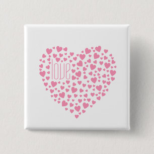 Herz voller Herz-Liebe Rosa Button