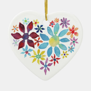 Herz von Blume (Single seitlich - schwarz hinten) Keramikornament