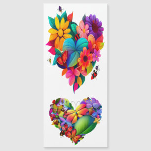 Herz von Blume und Schmetterlingen Magnetkarte