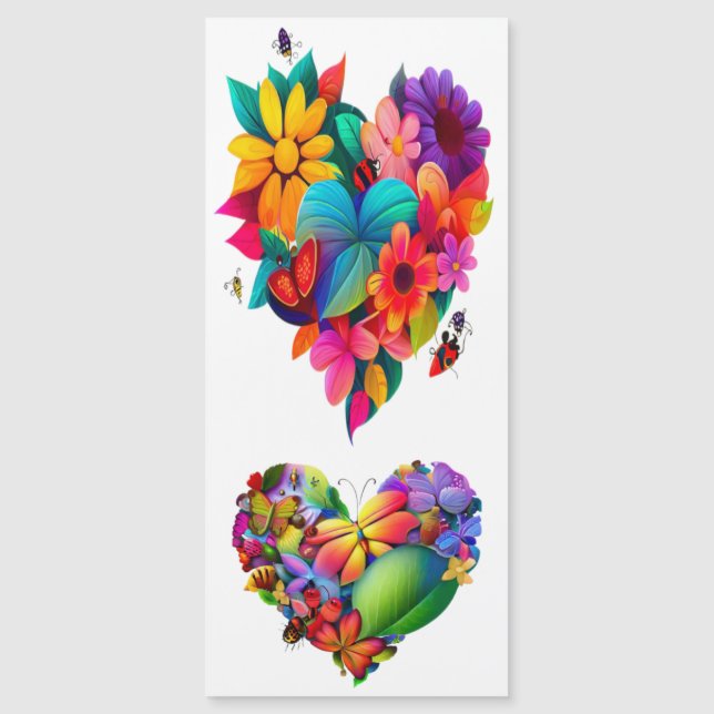 Herz von Blume und Schmetterlingen Magnetkarte (Vorderseite)
