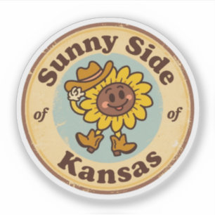 Herz von Kansas_ Sonnenblumen-Prärie Charme Vintag Aufkleber