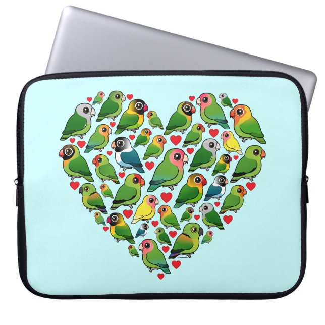 Herz von Lovebirds Laptopschutzhülle (Vorderseite)