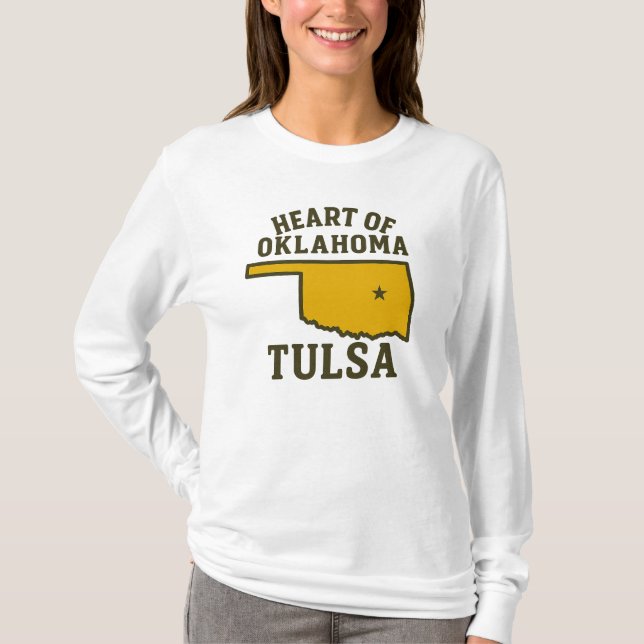 Herz von Oklahoma | Tulsa Staat Map Design T-Shirt (Vorderseite)