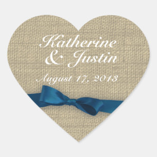 Herz von Ribbon und Burlap Herz-Aufkleber