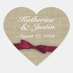 Herz von Ribbon und Burlap Herz-Aufkleber
