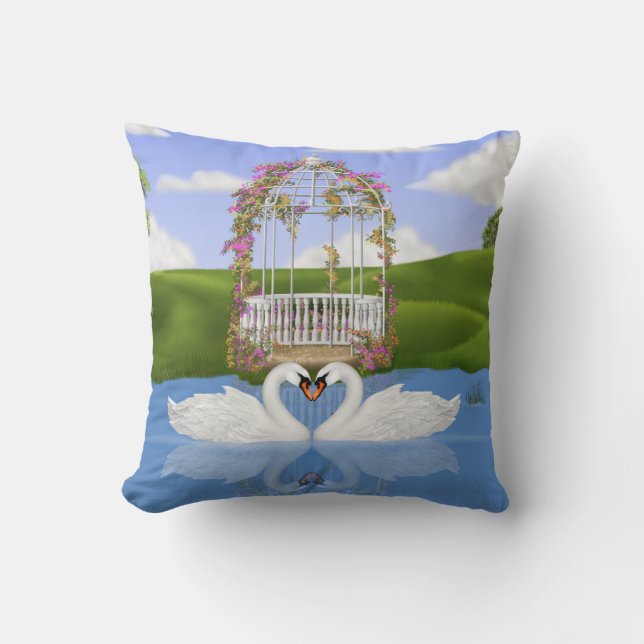 Herz von Schwänen Kissen (Vorderseite)