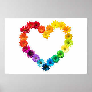Herz von Stolz hergestellt mit Regenbogen-Blume Poster