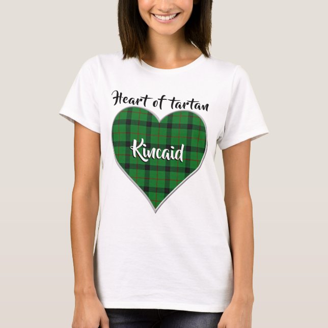 Herz von Tartan Clan Kincaid Kariert T-Shirt (Vorderseite)