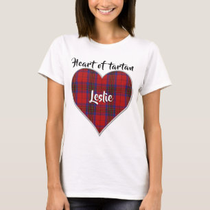 Herz von Tartan Clan Leslie Red Kariert T-Shirt