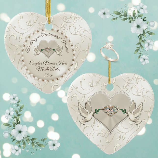 Herz, Weihnachtsschmuck Personalisiert (Personalized Wedding Gifts for Friends. Heart Shaped, Wedding Ornaments, Wedding Anniversary Present)