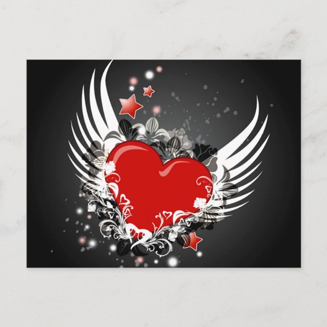 Herz & Wings Design Postkarte (Vorderseite)