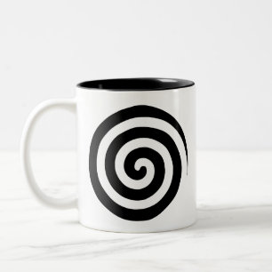 Herz & Wirbel Spiral Kreise in Schwarz & Weiß Zwei Zweifarbige Tasse
