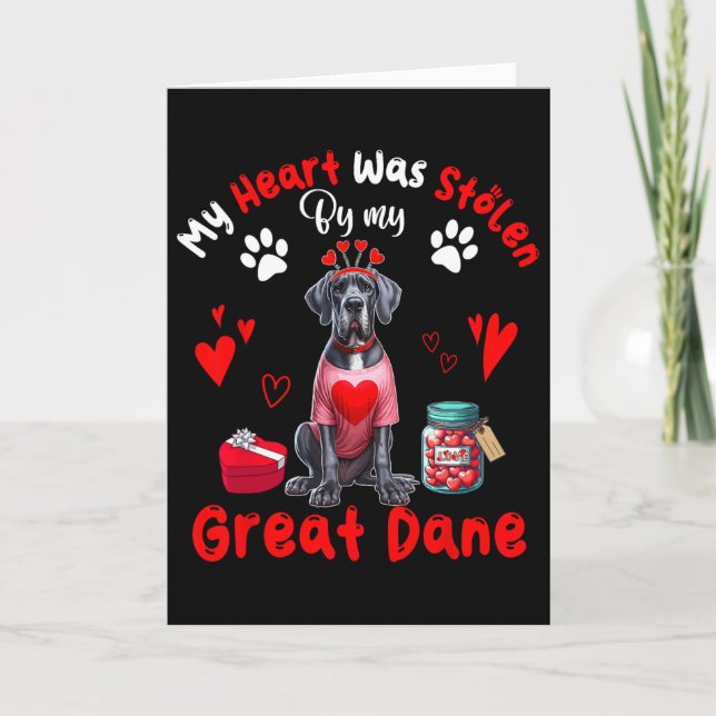 Herz wurde von meinem Great Dane Valentine Dog Ow  Karte (Vorderseite)