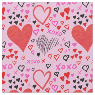 Herz, XOXO-rosa Muster Stoff
