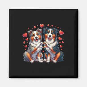 Herz Zeichen Hand Australian Shepherd Valentinstag Magnet