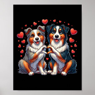 Herz Zeichen Hand Australian Shepherd Valentinstag Poster