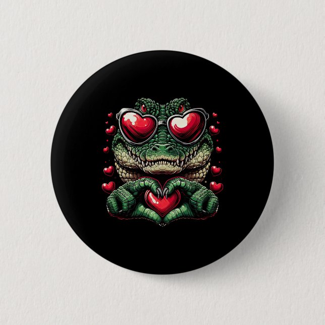 Herz Zeichen Hand Krokodil Männer Frauen Krokodil  Button (Vorderseite)