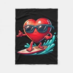 Herz zeigt Surfkünste Valentinstag Valent Fleecedecke